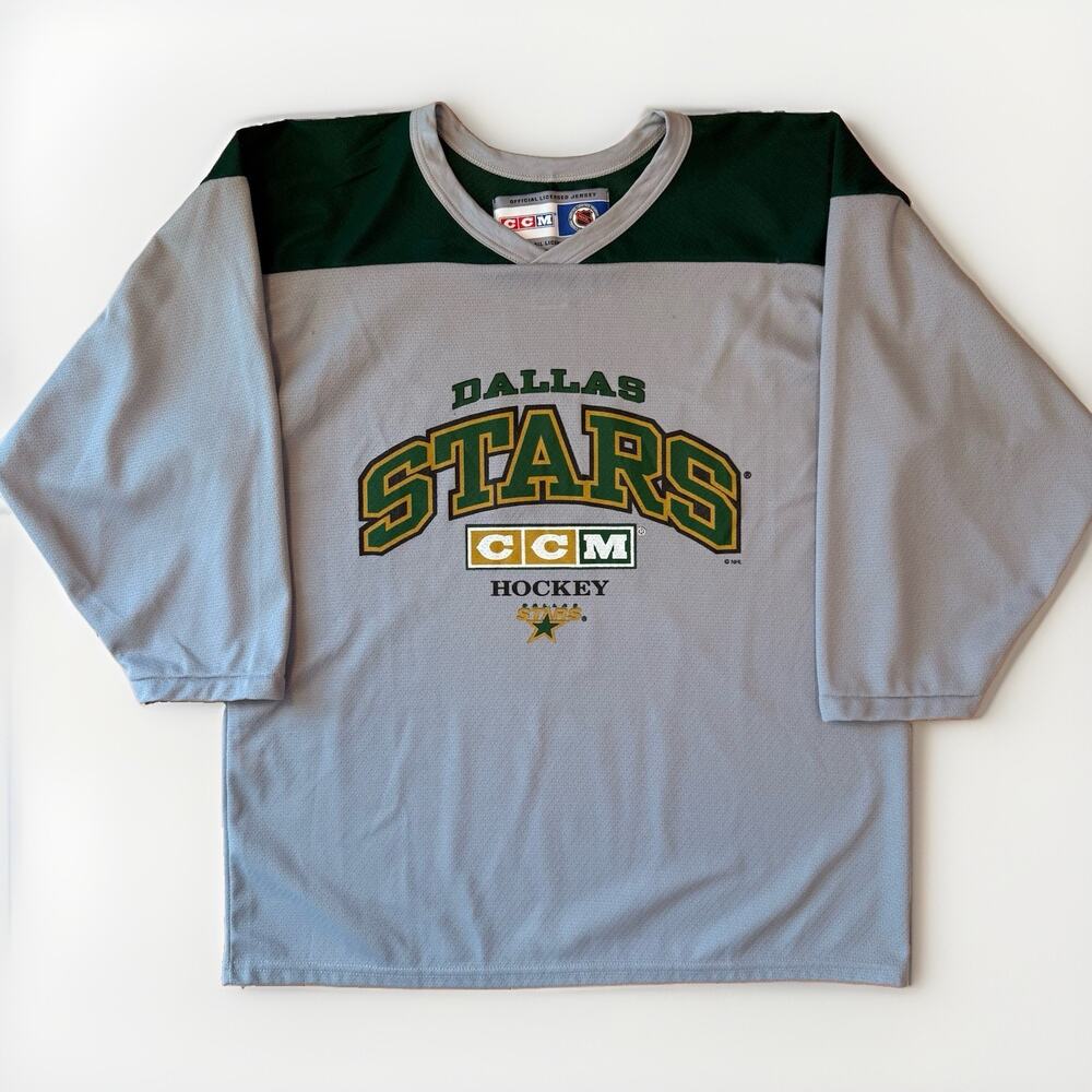 Vintage Dallas Stars Jersey Medium Gray CCM Hockey NHL Made in Canada
